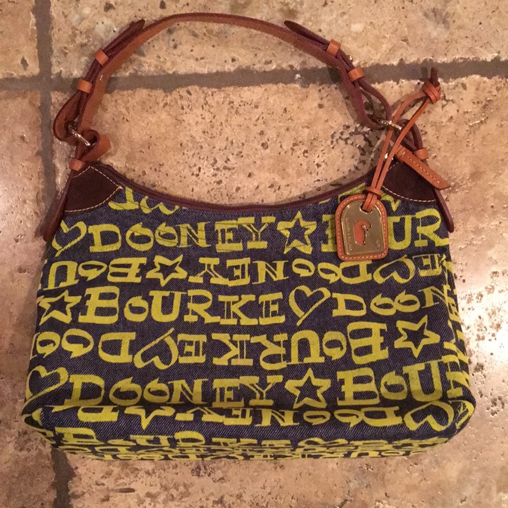 Rare Dooney and Bourke flocked denim hobo purse